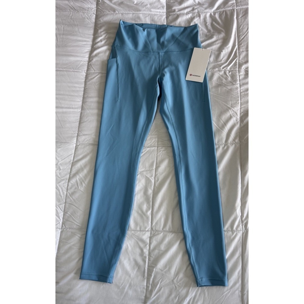 New Lululemon Wunder Train High Rise Tight 28" Size 8 Washed Blue Workout NWT